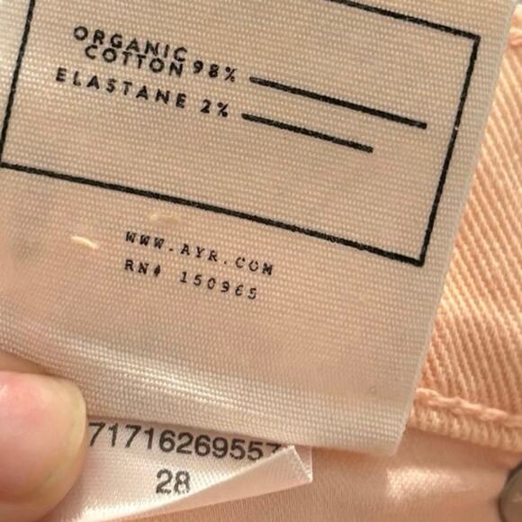 AYR The Beat Drop Peach Straight Leg Barrel High Rise Cropped Jeans Size 28 - Picture 7 of 7